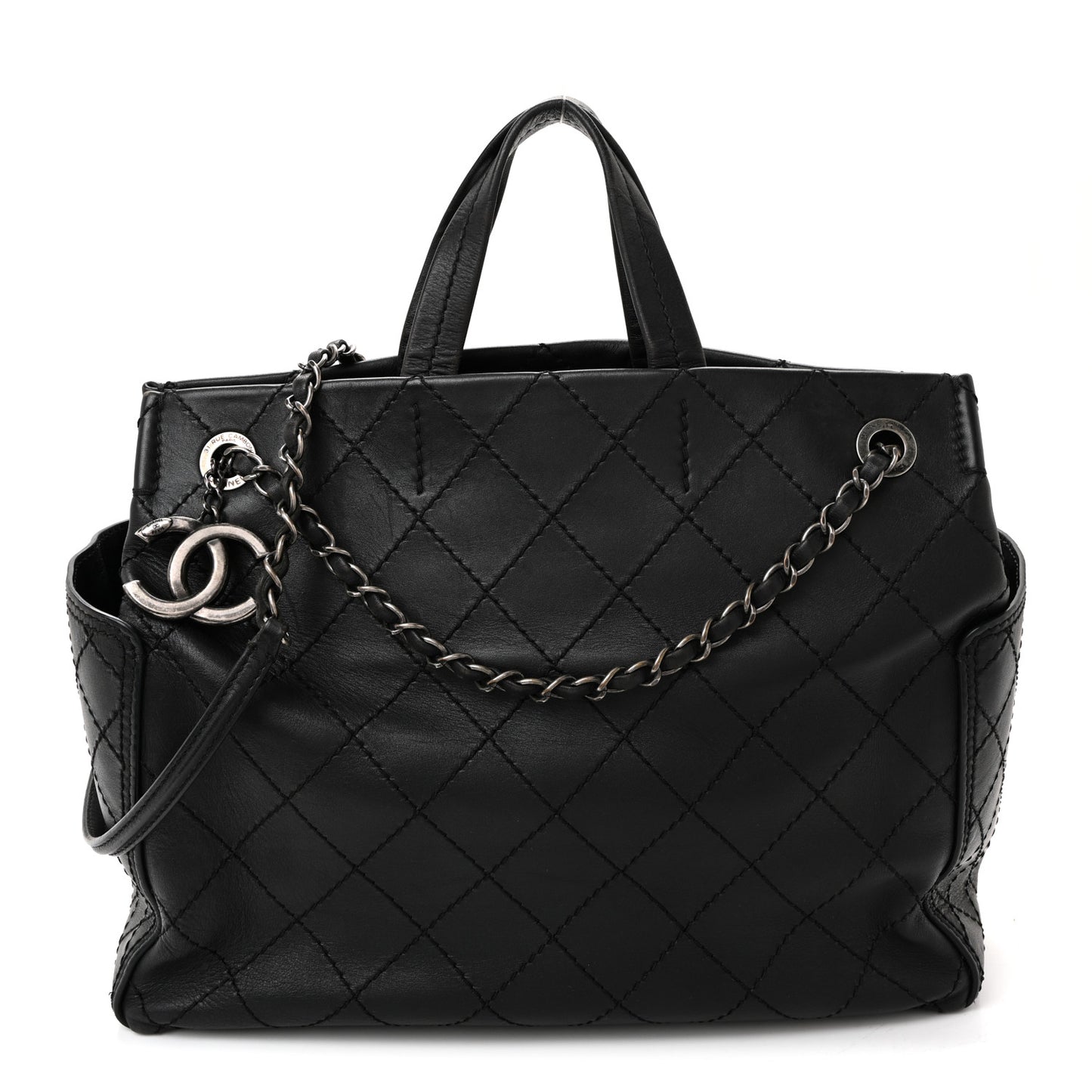 Calfskin CC Pocket Tote Black