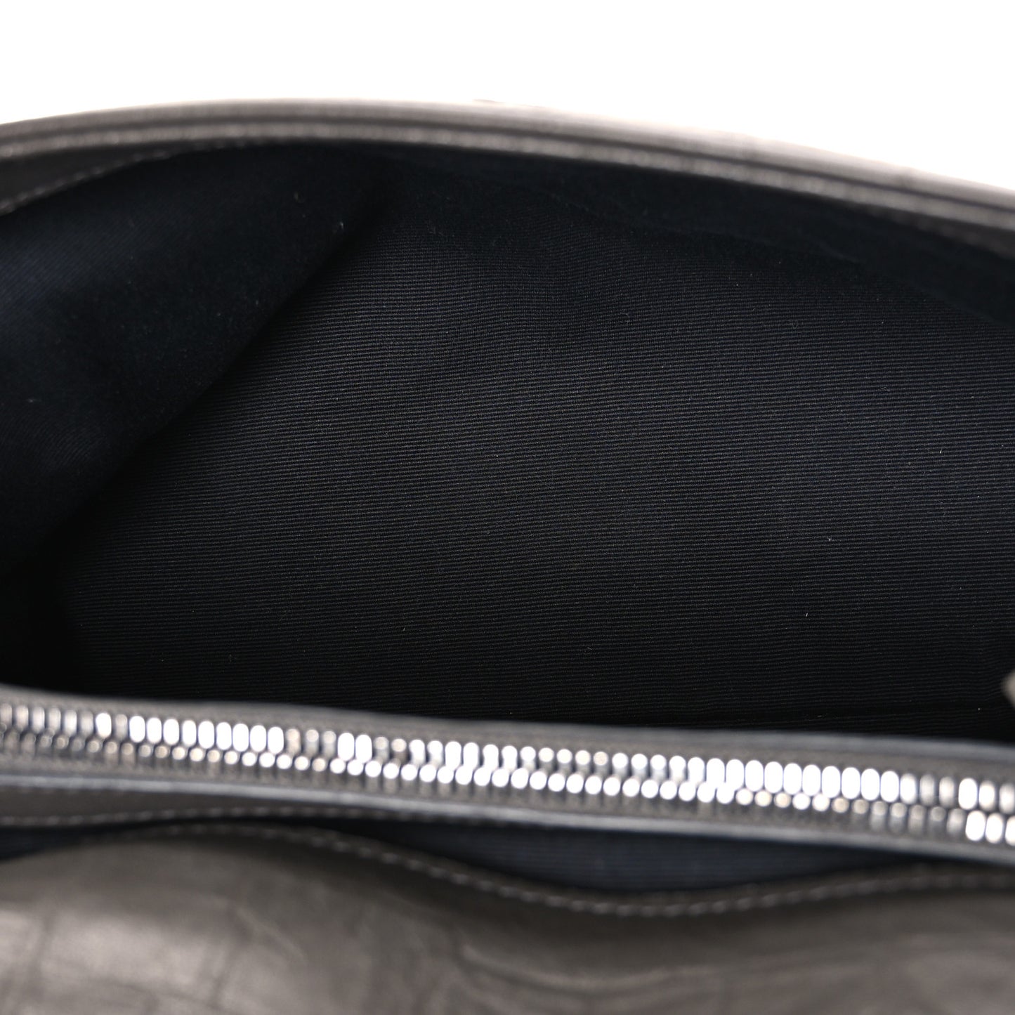 Calfskin Crocodile Embossed West Hollywood Monogram Fold-Over Dark Brown