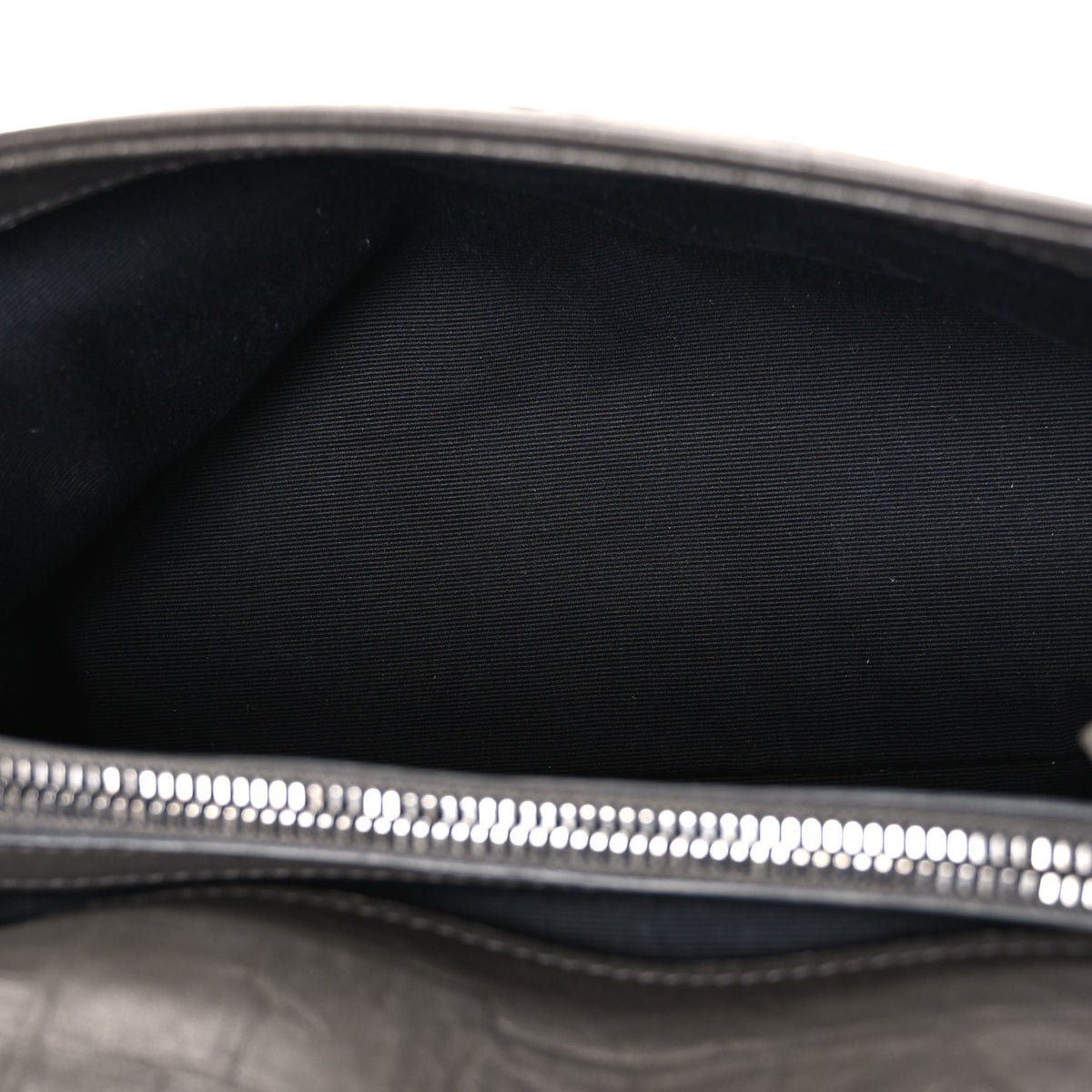 Saint Laurent Calfskin Crocodile Embossed West Hollywood Monogram Fold-Over Dark Brown 4 of 9