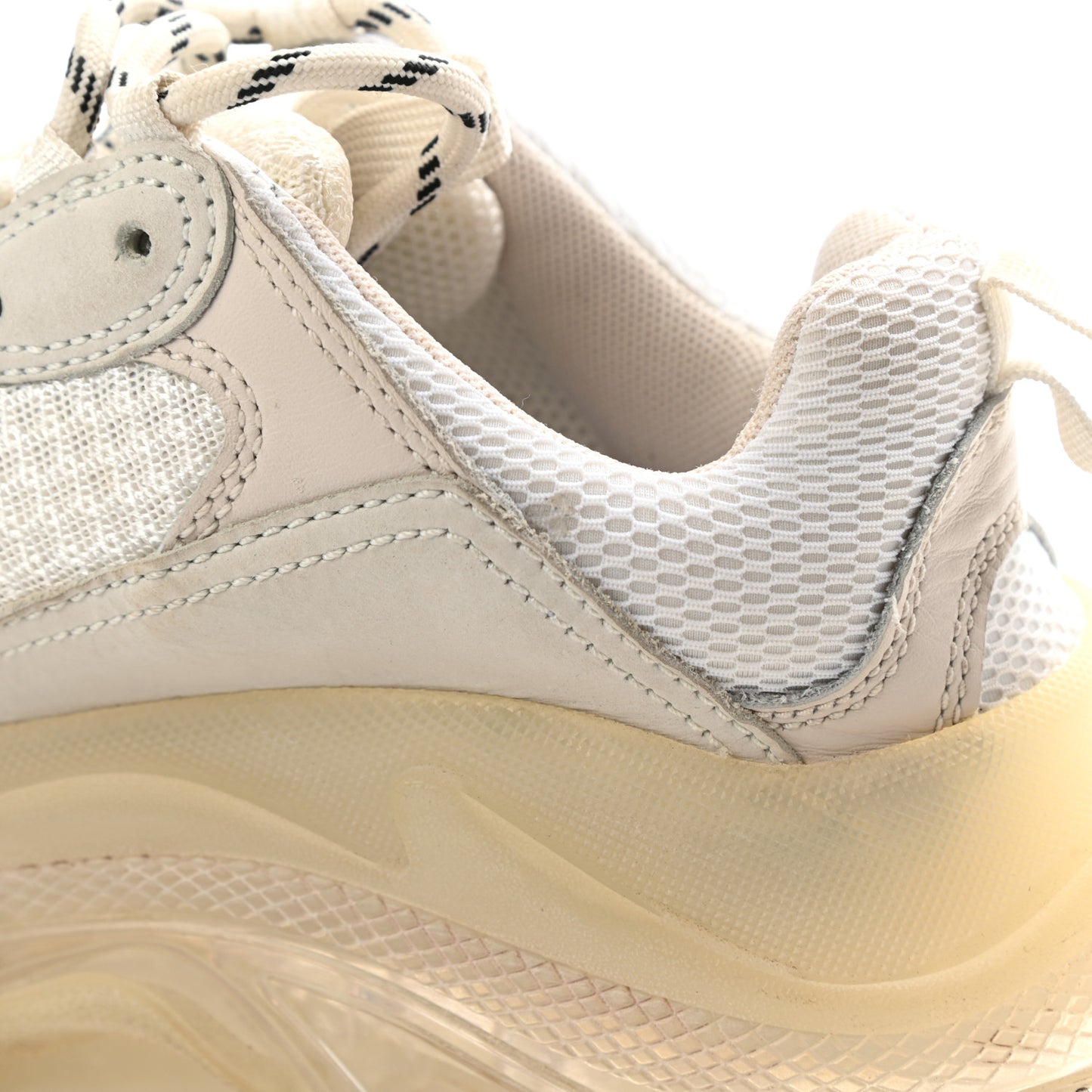 Fabric Mesh Clear Sole Womens Triple S Sneakers 37 White