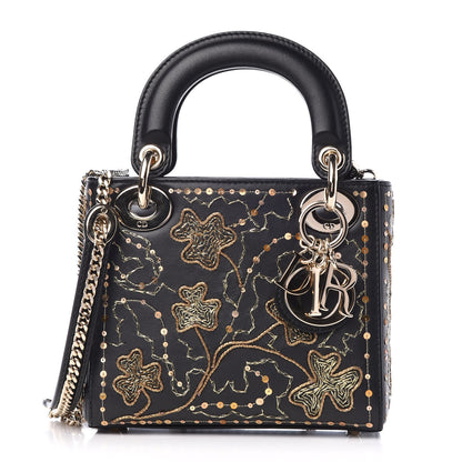 Christian Dior Smooth Calfskin Embroidered Mini Lady Dior Black 1 of 9