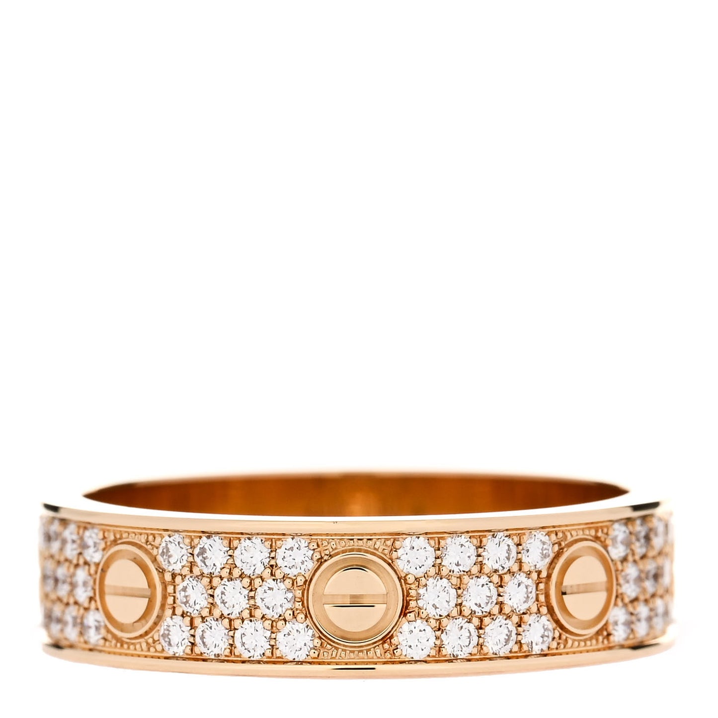 18K Yellow Gold Diamond 5mm LOVE Wedding Paved Band Ring 54 7