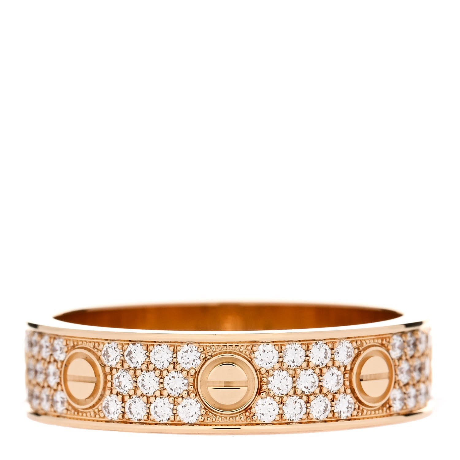 Cartier 18K Yellow Gold Diamond 5mm LOVE Wedding Paved Band Ring 54 7 3 of 5