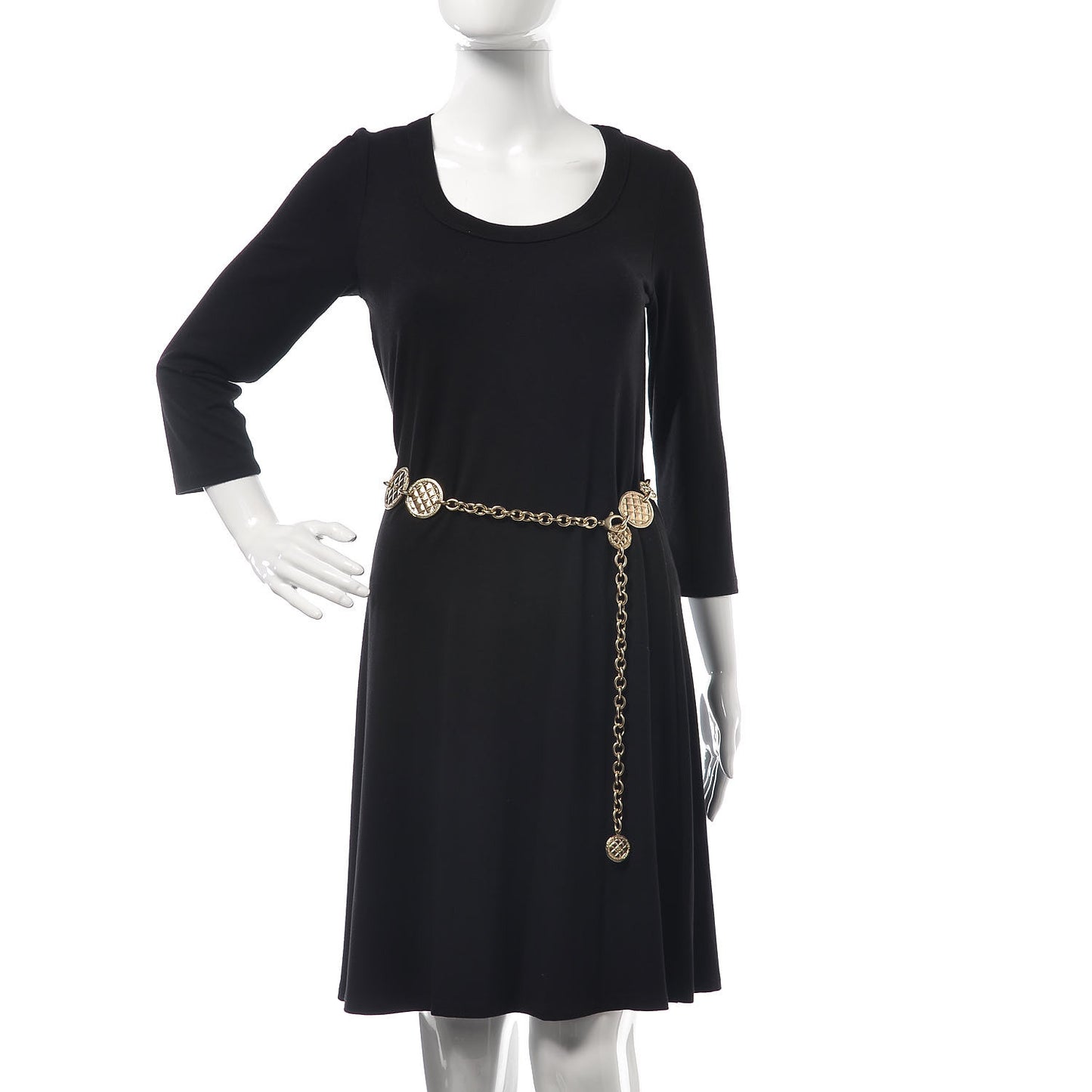 Quilted Medallion Chain Belt Necklace 90 Gold