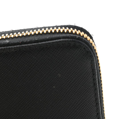 Prada Saffiano Metal Zip Around Wallet Black 10 of 13