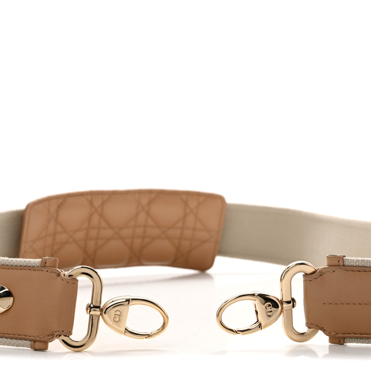 Canvas Lambskin Cannage Shoulder Strap Beige