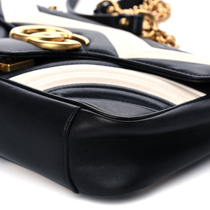 Gucci Calfskin Matelasse Small GG Marmont Shoulder Bag Black White 12 of 15