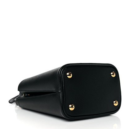 Prada Saffiano Cuir Small Panier Bucket Bag Black Fuoco 4 of 10