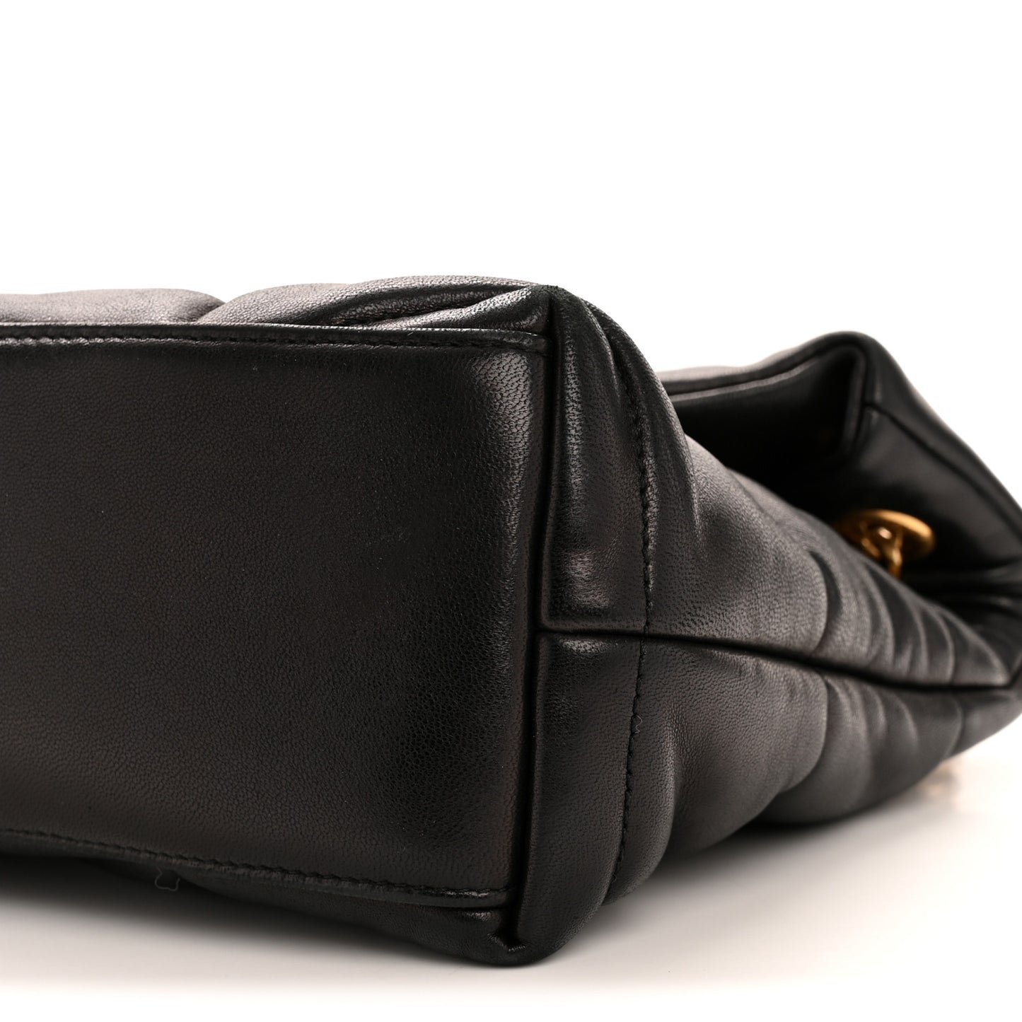 Lambskin Quilted Small Loulou Puffer Monogram Chain Satchel Black