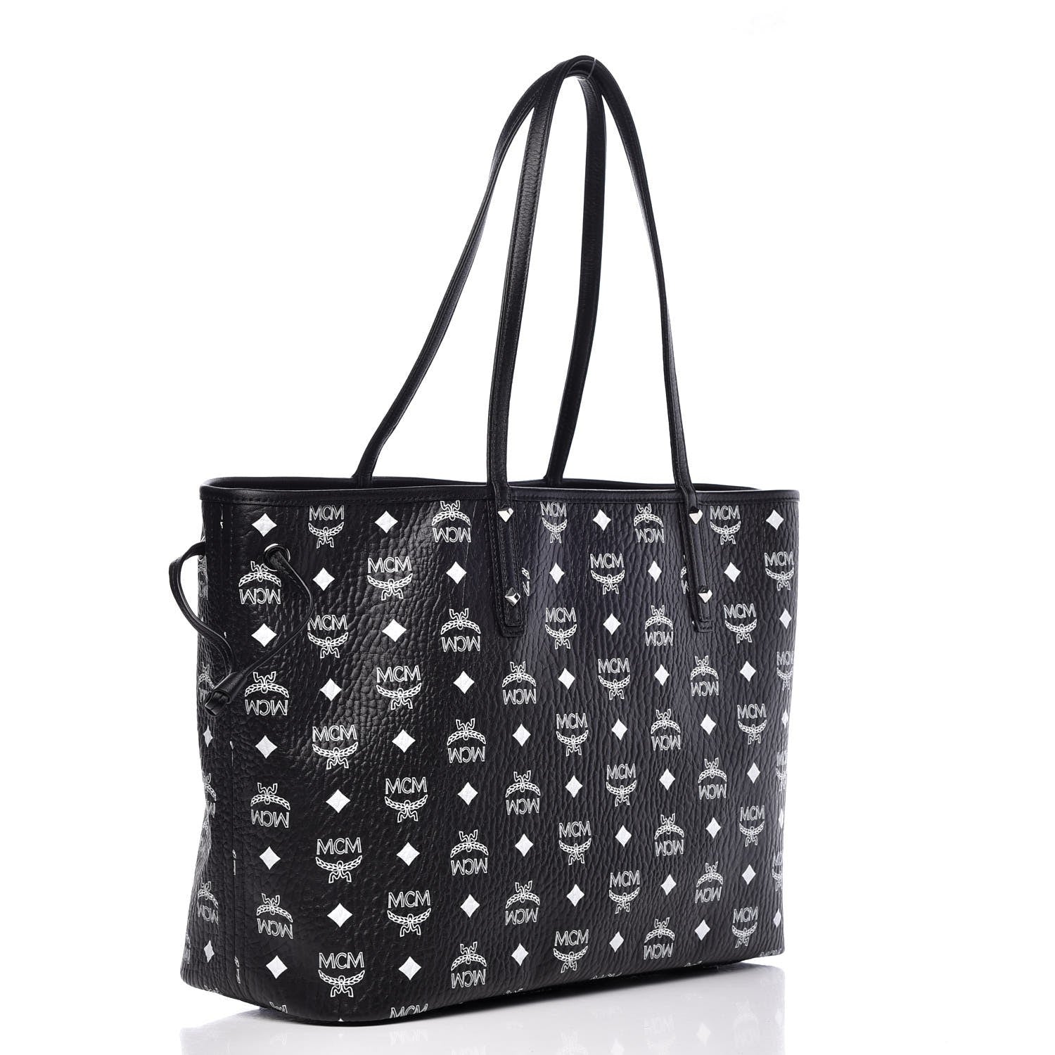 MCM Visetos Medium Reversible Shopper Tote Black 6 of 16