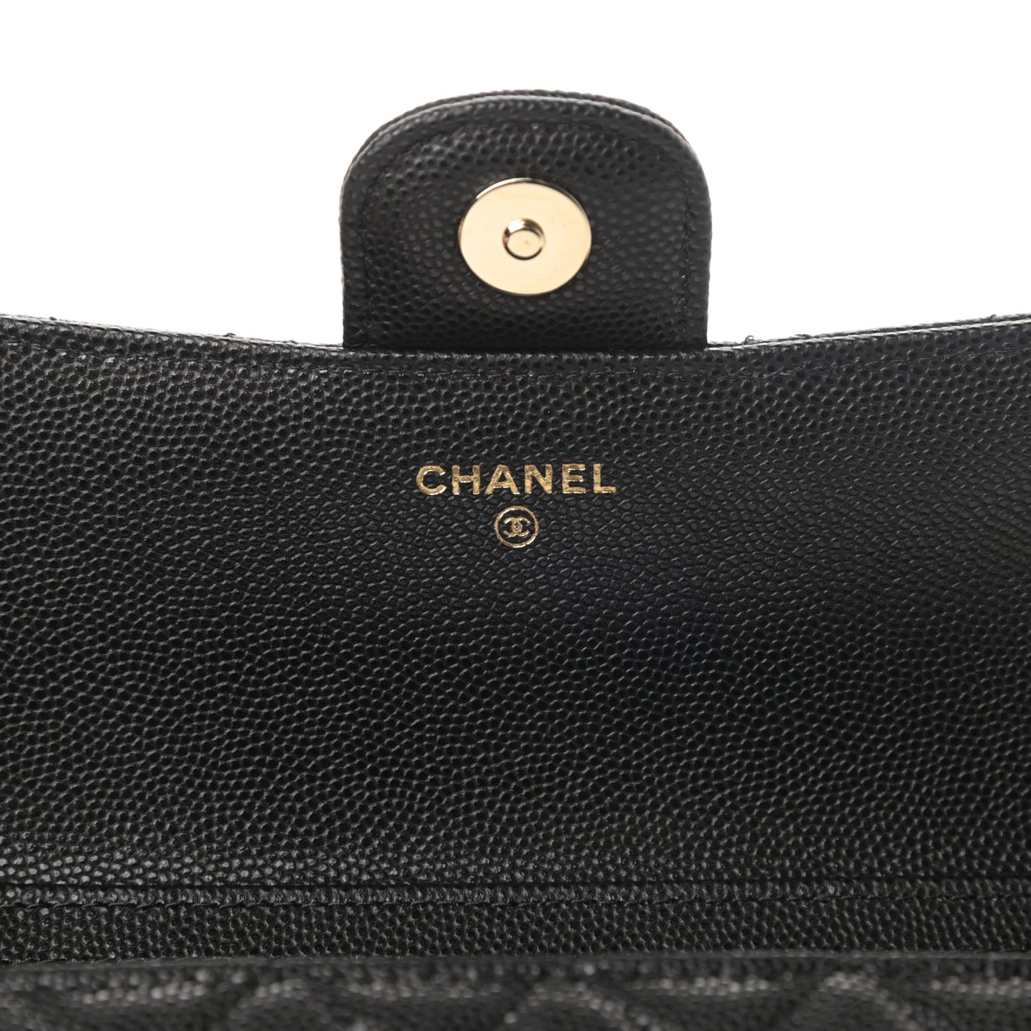 Caviar Quilted Glasses Case With Chain Black