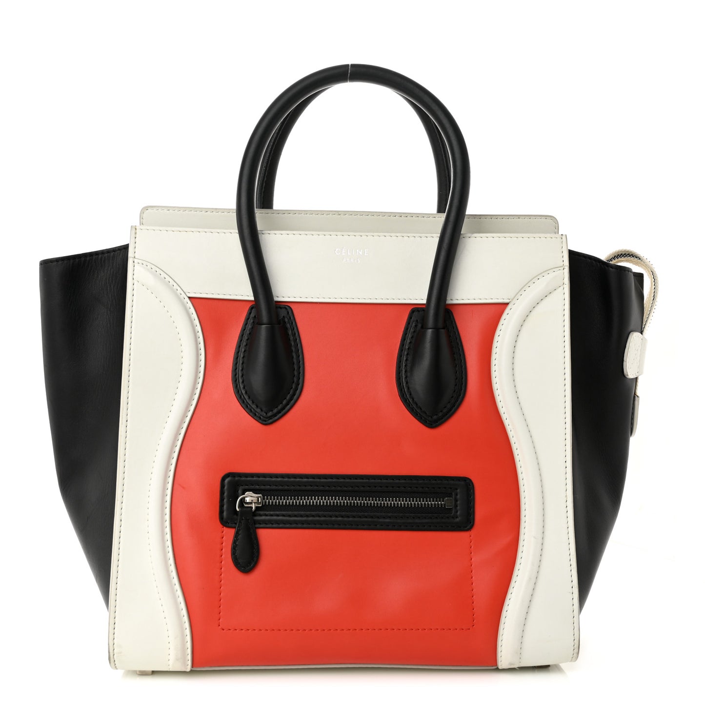 Smooth Calfskin Mini Tri-Color Luggage Vermillion