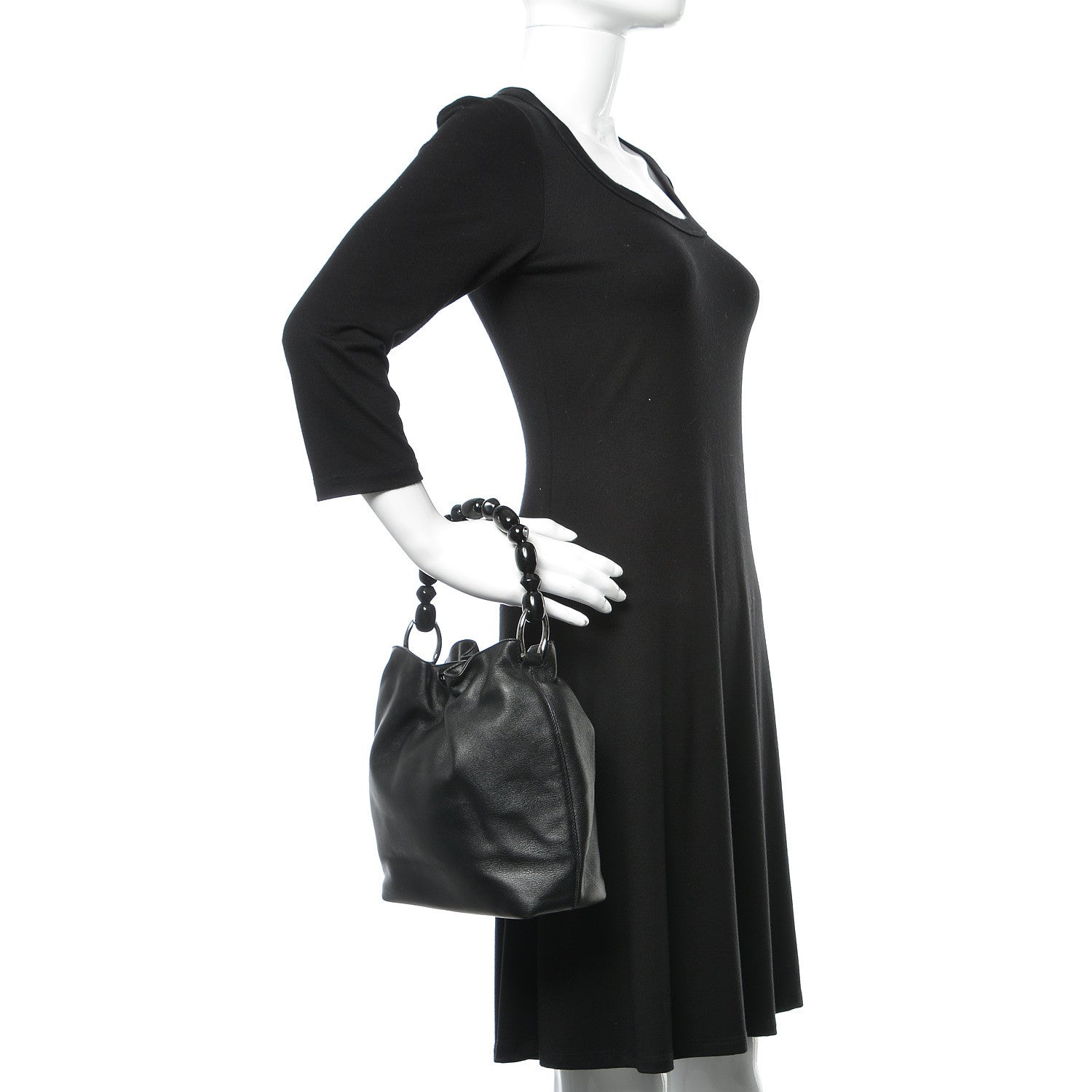 Christian Dior Calfskin Maris Pearl Beaded Mini Tote Black 2 of 10