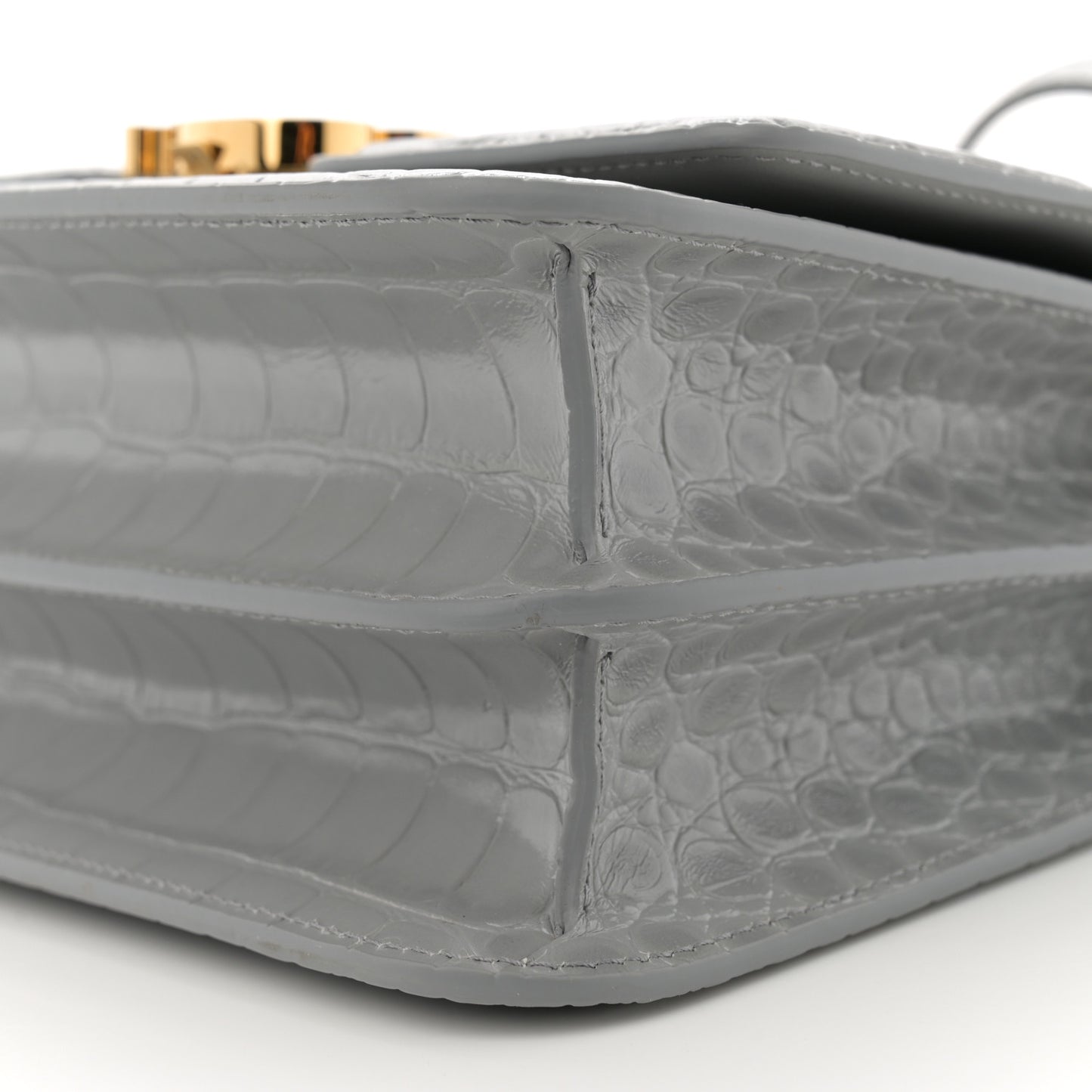 Crocodile Embossed Small TB Bag Cloud Grey