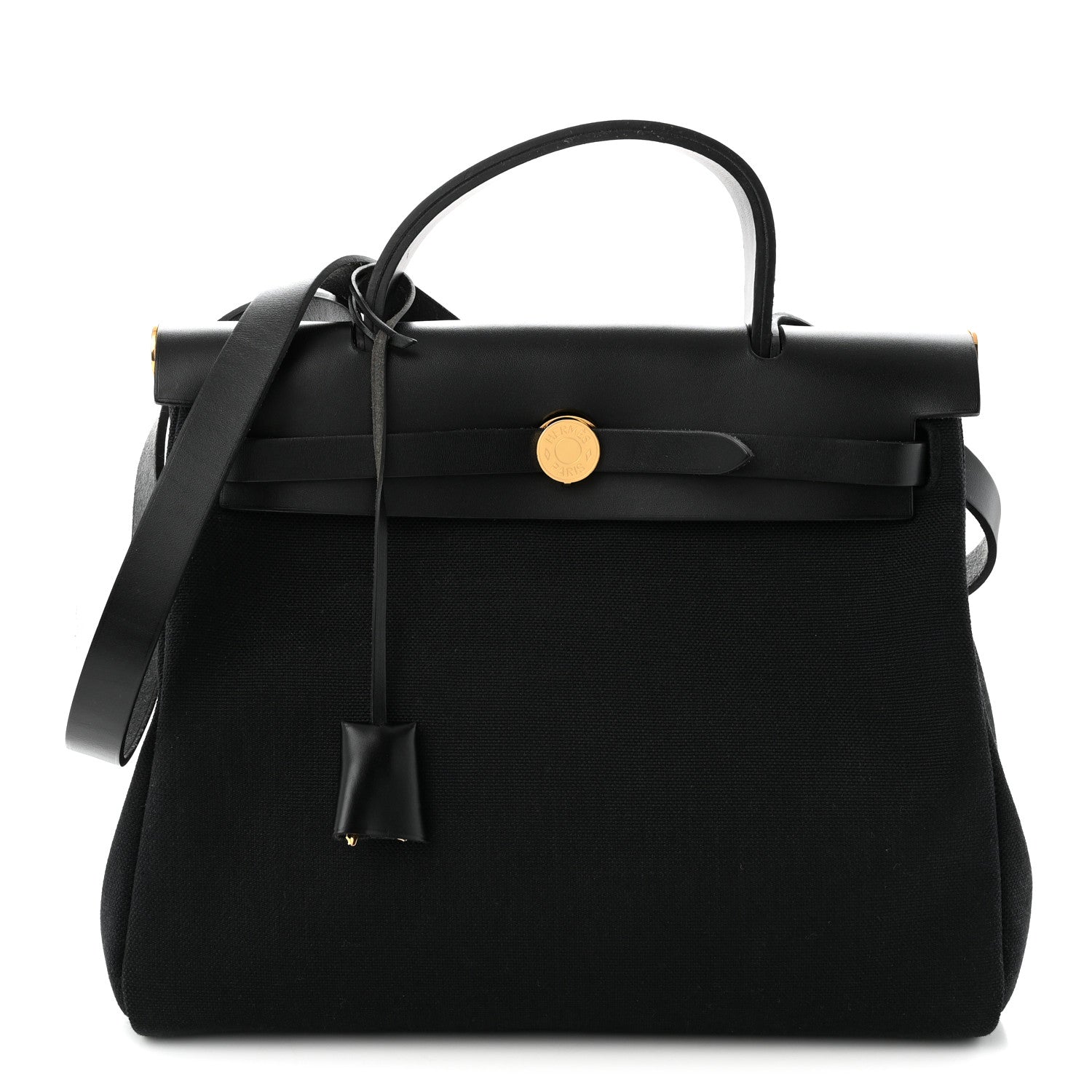 Hermes Military Toile Vache Hunter Herbag Zip Retourne 31 PM Black 1 of 11