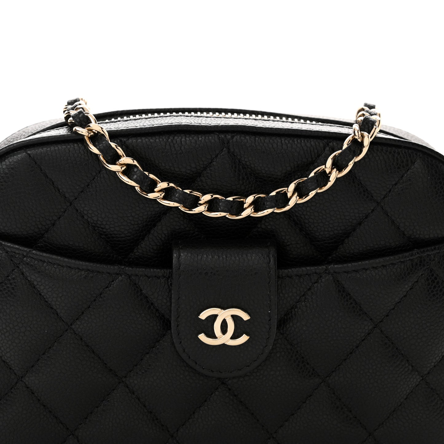 Caviar Quilted Chain Camera Bag Black