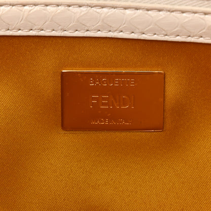 Fendi Satin Sequin Paillettes Elaphe Plexiglass Baguette 1997 Giallo Avorio 6 of 13