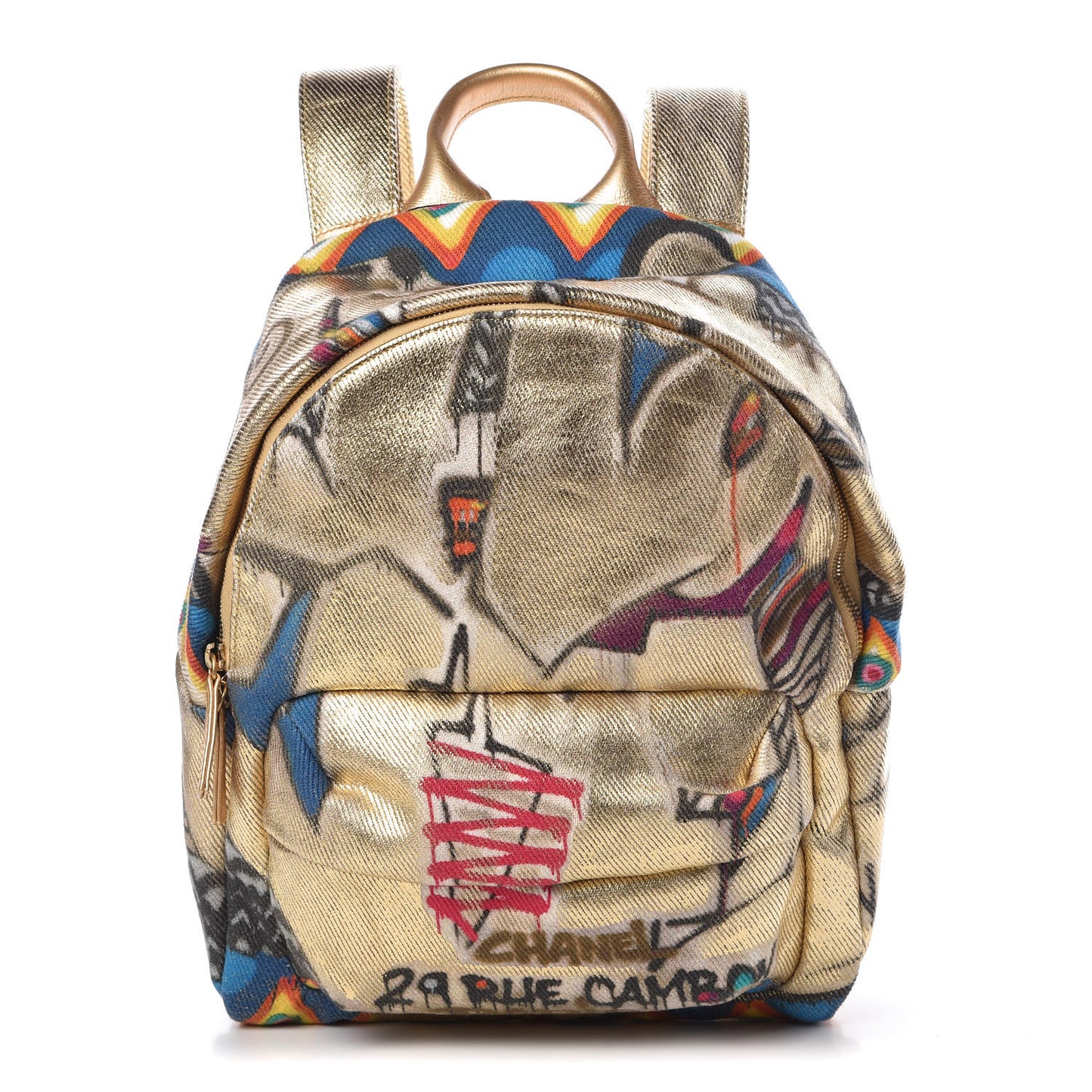 Graffiti Printed Canvas Street Spirit Backpack Multicolor