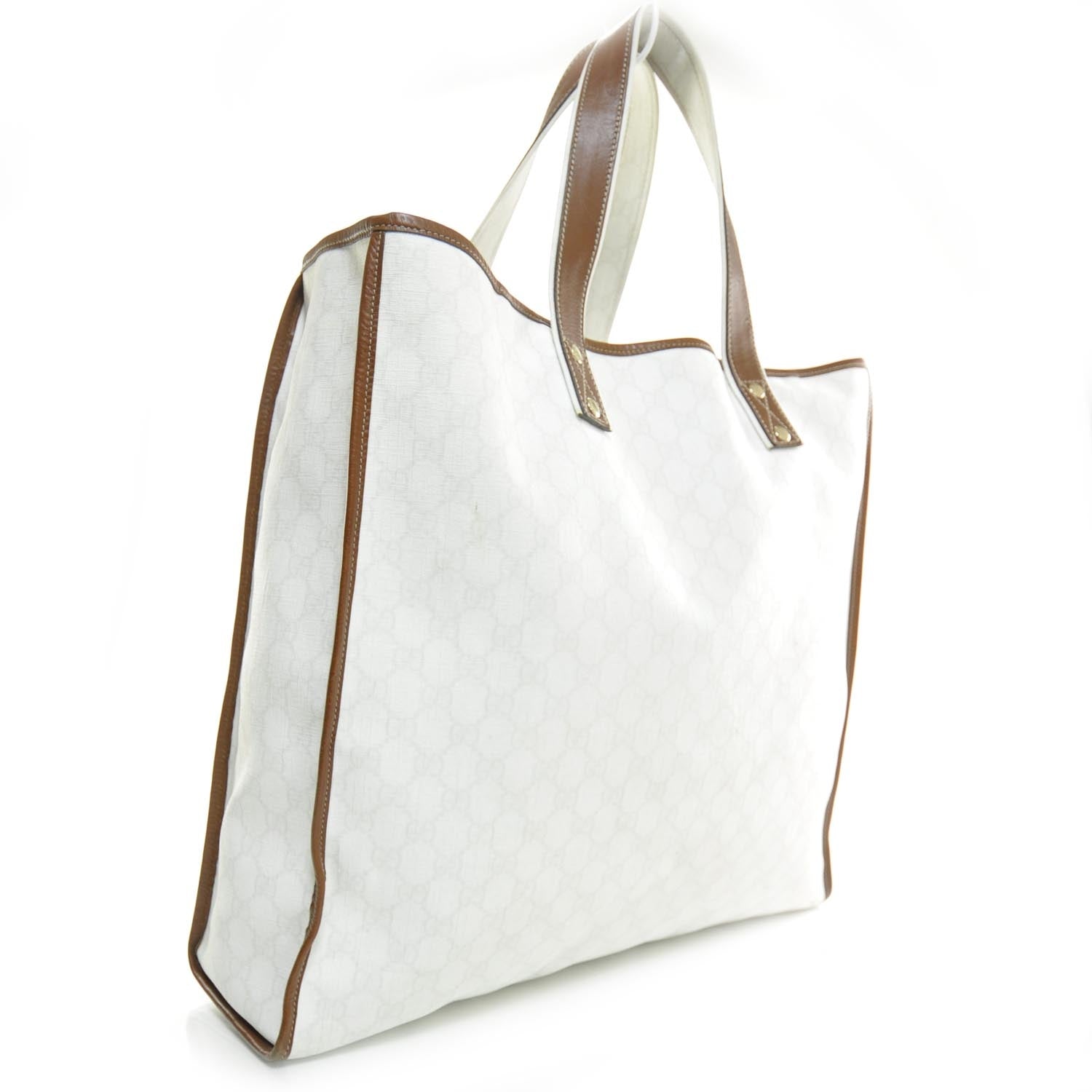 Gucci GG Plus Monogram Large Signature Web Loop Tote White 2 of 9