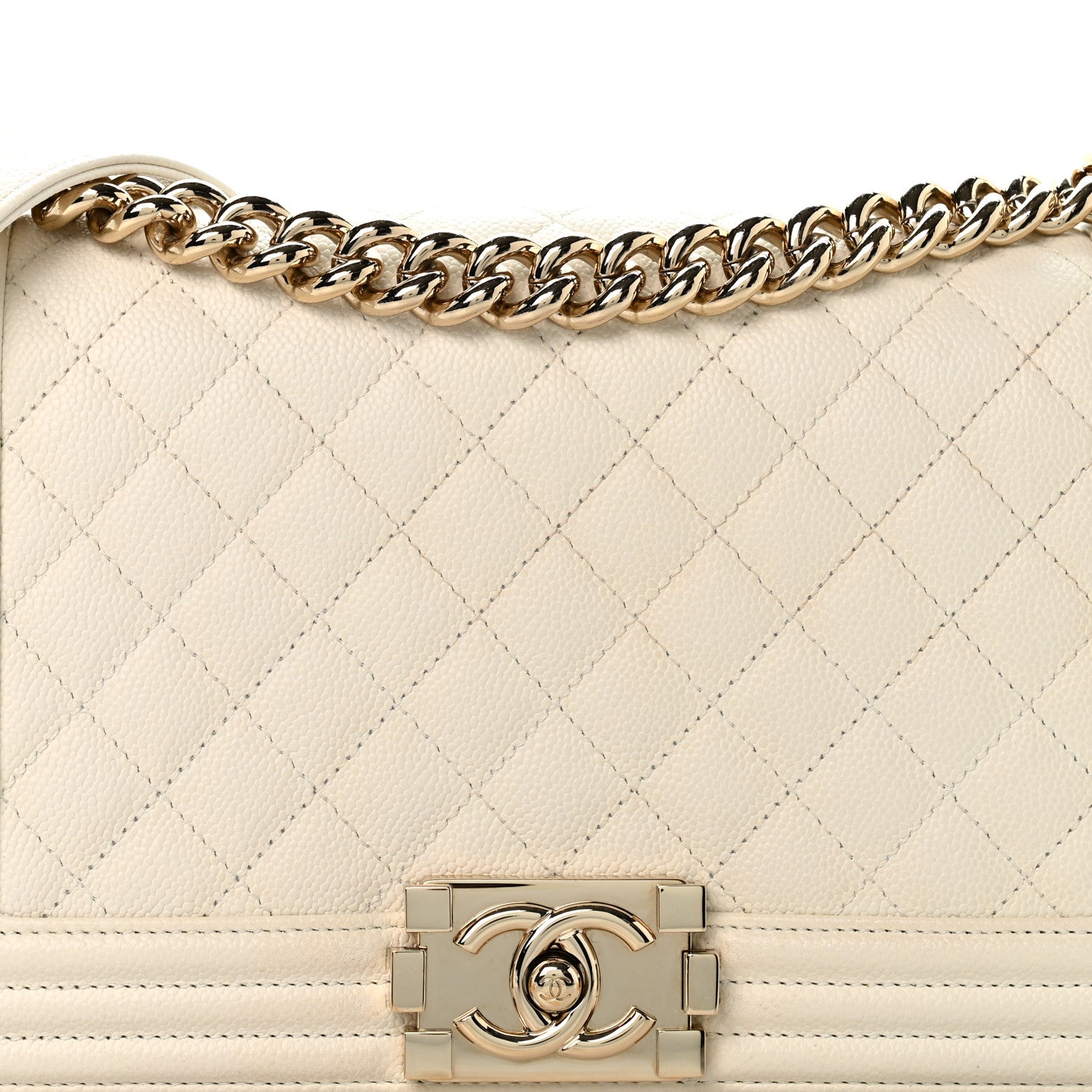 Chanel Caviar Quilted Medium Boy Flap White 8 of 14