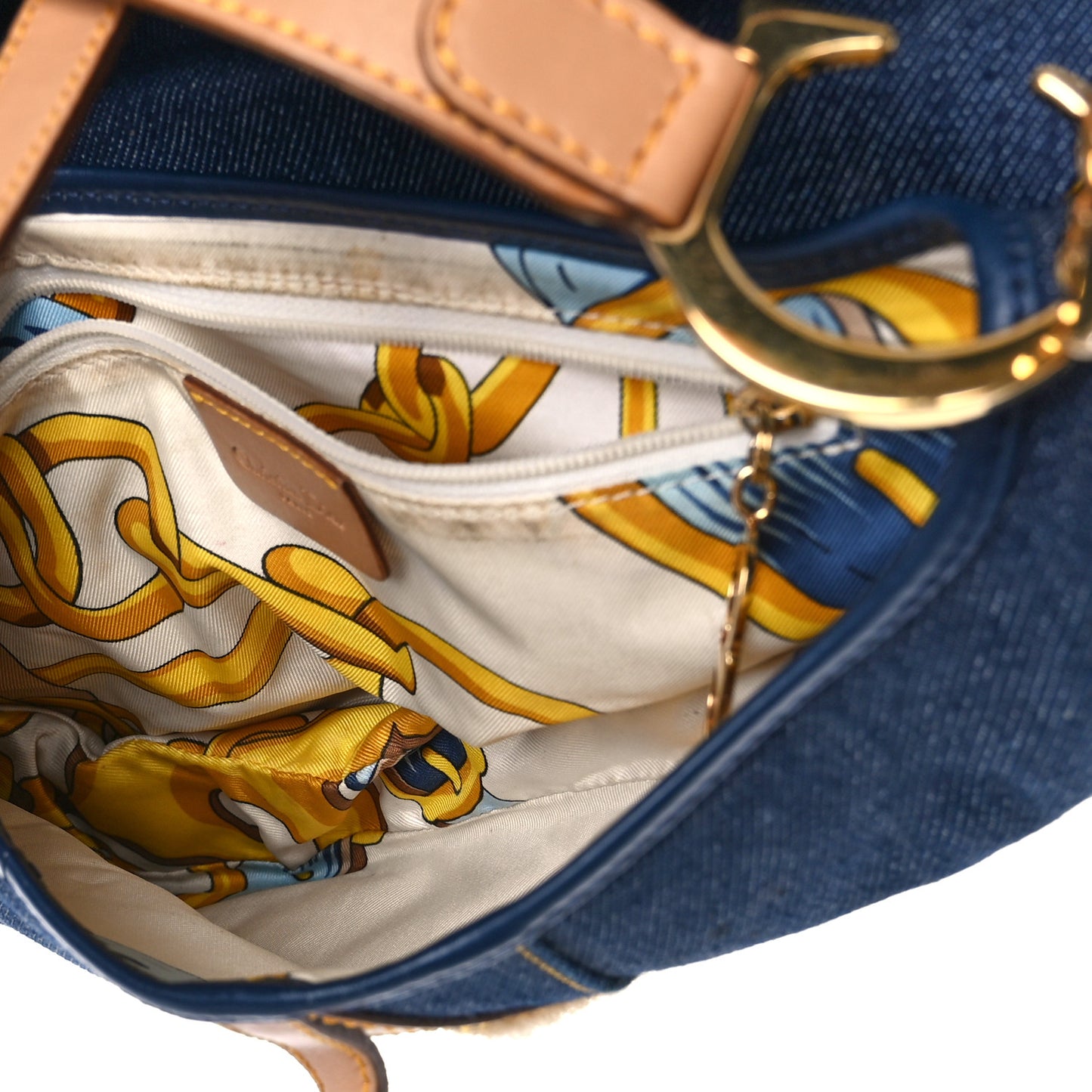 Denim Calfskin Saddle Bag Blue
