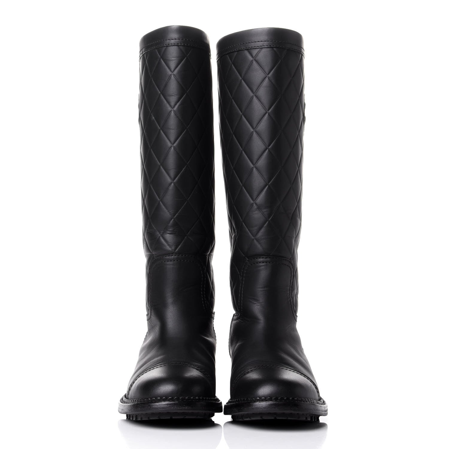 Chanel Oily Calfskin Quilted High Boots 36 Black 2 of 10