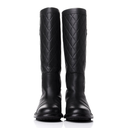 Chanel Oily Calfskin Quilted High Boots 36 Black 2 of 10