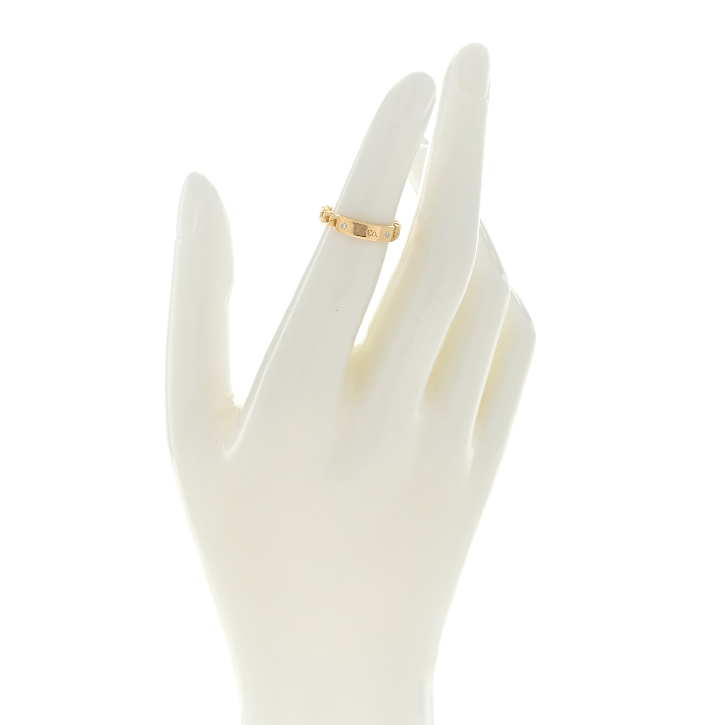 18K Yellow Gold Diamond Micro Link Ring 46 3.75