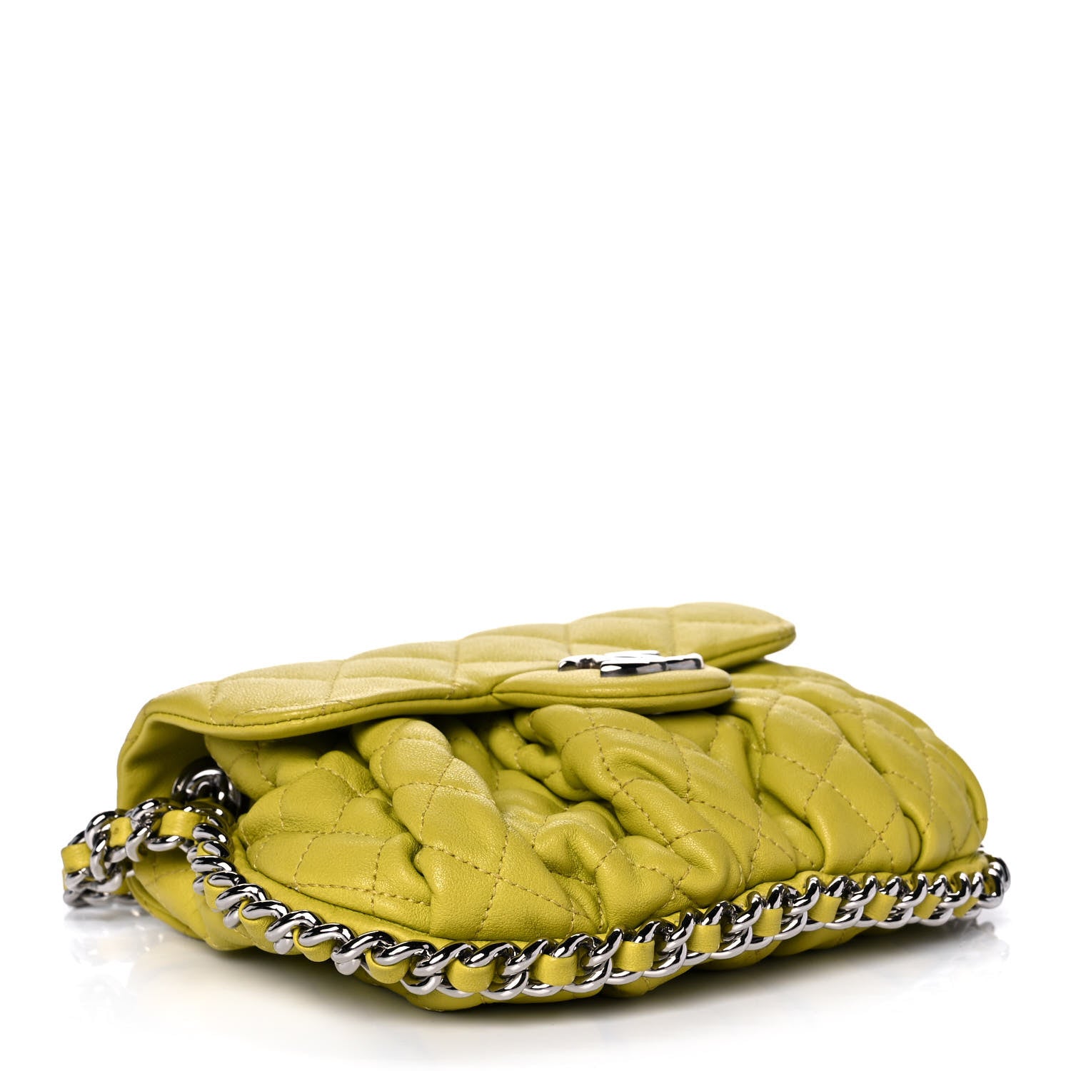 Chanel Washed Lambskin Quilted Mini Chain Around Flap Yellow 4 of 11