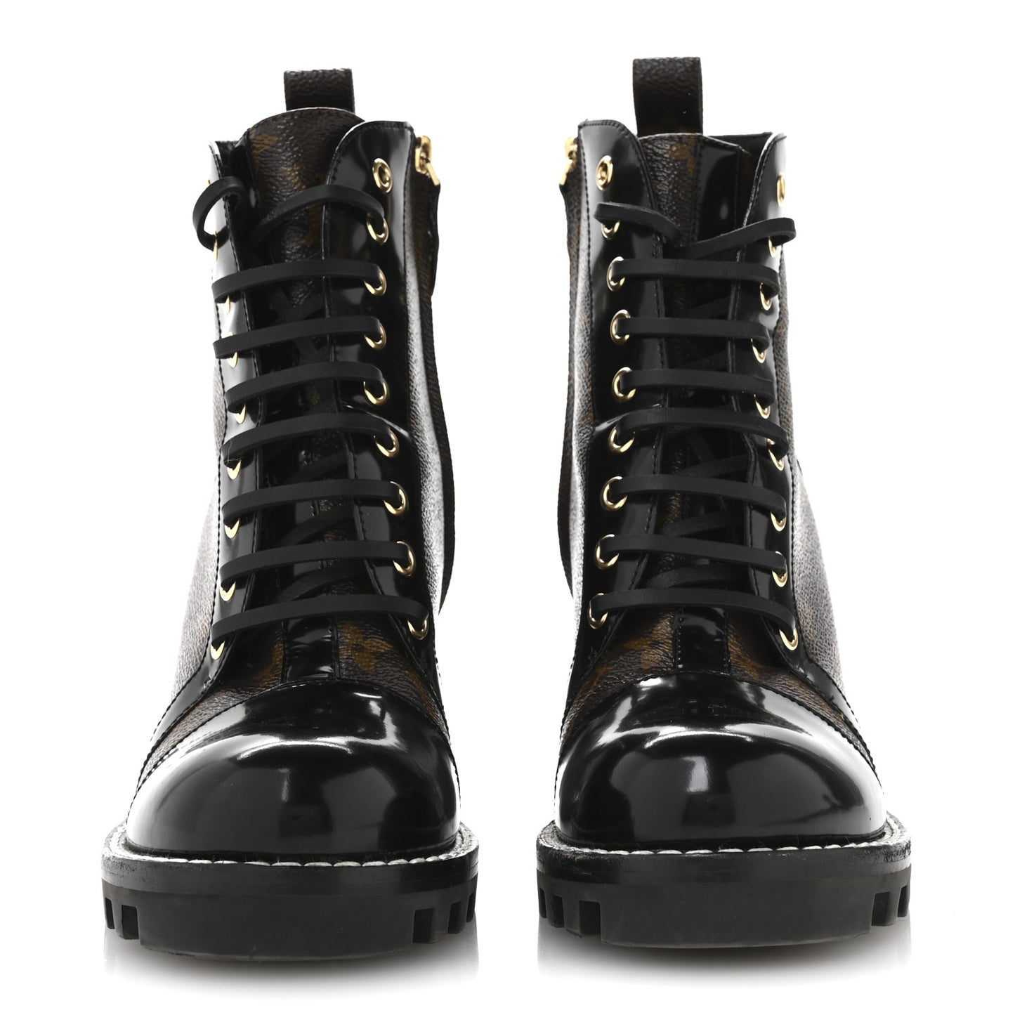 Patent Calfskin Monogram Star Trail Ankle Boots 39 Black