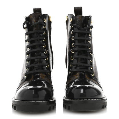 Louis Vuitton Patent Calfskin Monogram Star Trail Ankle Boots 39 Black 3 of 8
