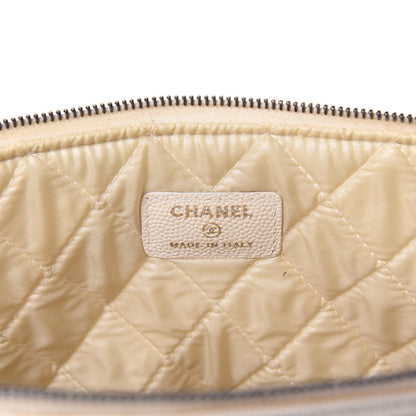 Chanel Caviar Quilted Large Boy Cosmetic Case White 5 of 10
