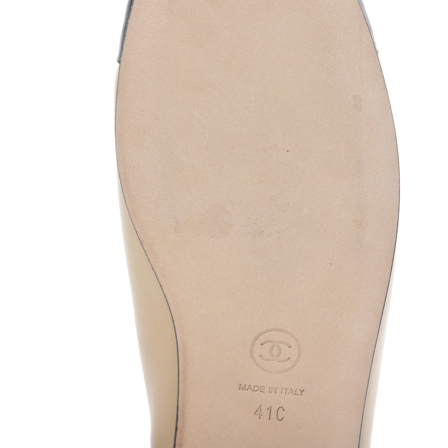 Lambskin CC Cap Toe Ballerina Flats 41 Beige Black
