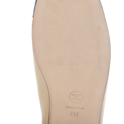 Chanel Lambskin CC Cap Toe Ballerina Flats 41 Beige Black 8 of 11