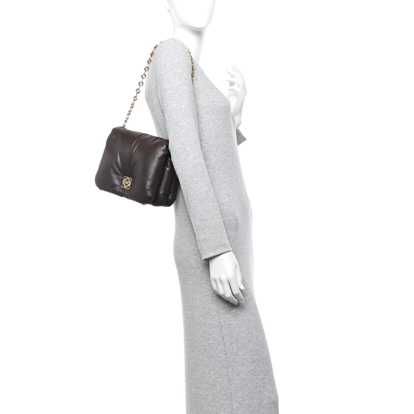 Lambskin Goya Puffer Bag Dark Chocolate