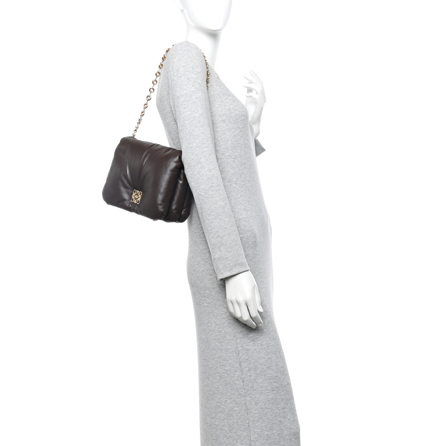 Loewe Lambskin Goya Puffer Bag Dark Chocolate 2 of 10