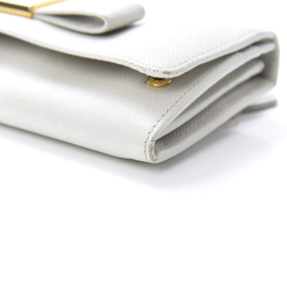 Prada Saffiano Bow Continental Wallet Talco 11 of 17