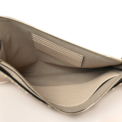 Valentino Garavani Pebbled Calfskin Rockstud Zip Pouch Ivory 4 of 9