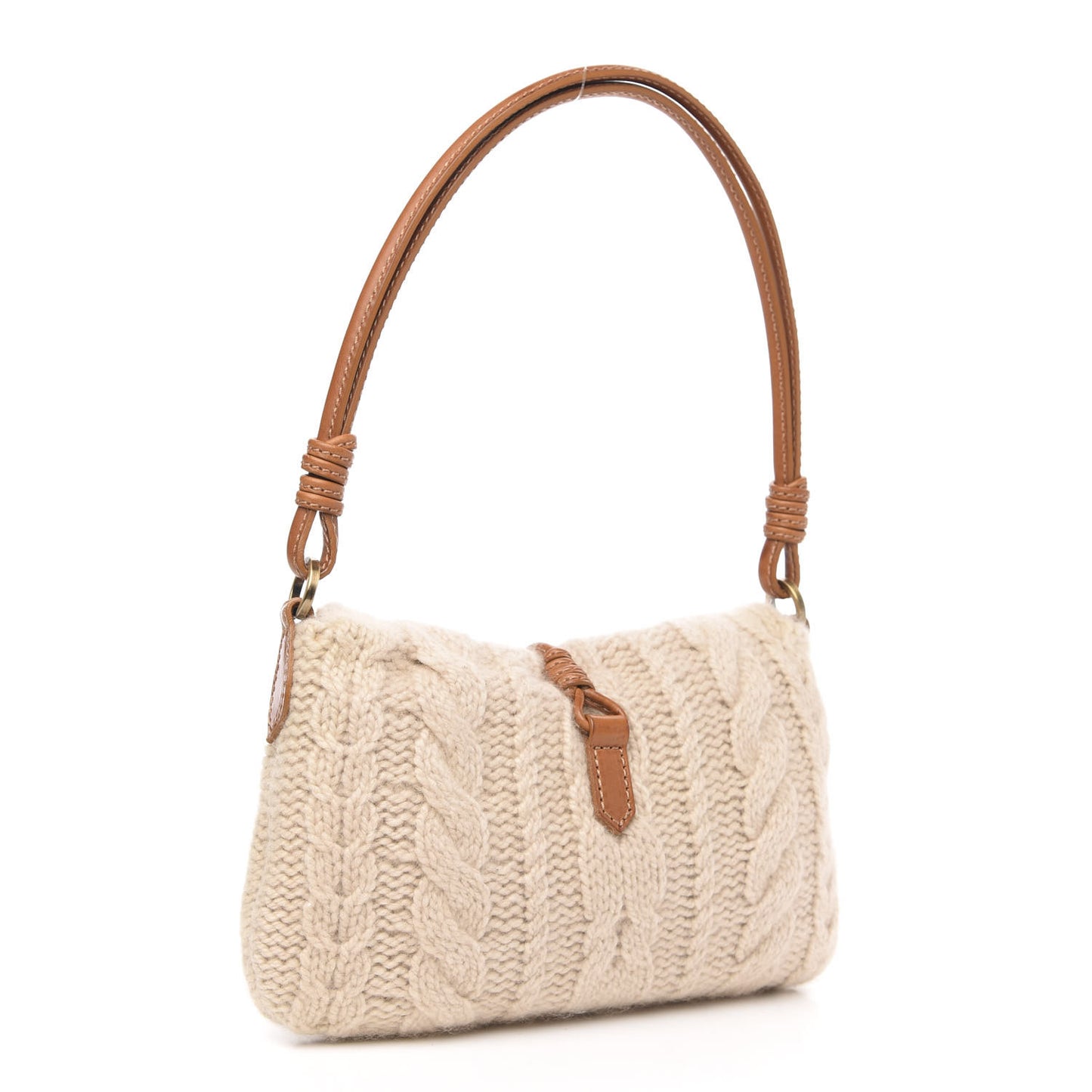 Cashmere Knit Catch Satchel Beige
