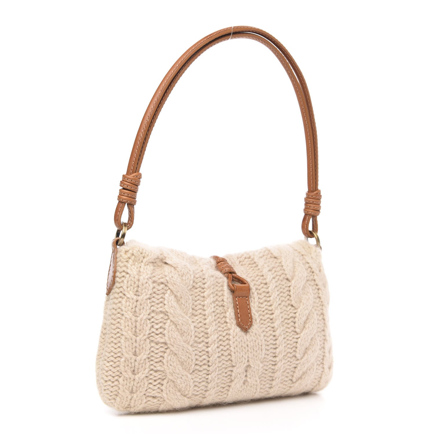 Valentino Garavani Cashmere Knit Catch Satchel Beige 3 of 9
