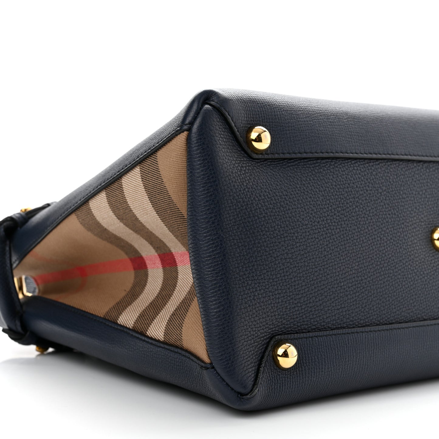 Derby Calfskin House Check Medium Banner Tote Ink Blue