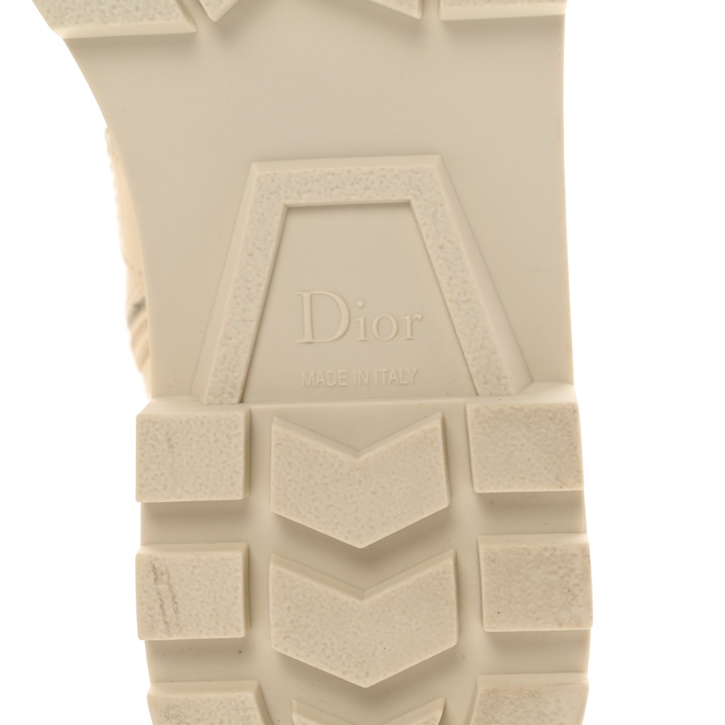 Brushed Calfskin Rubber Dioriron Boots 38 Off White