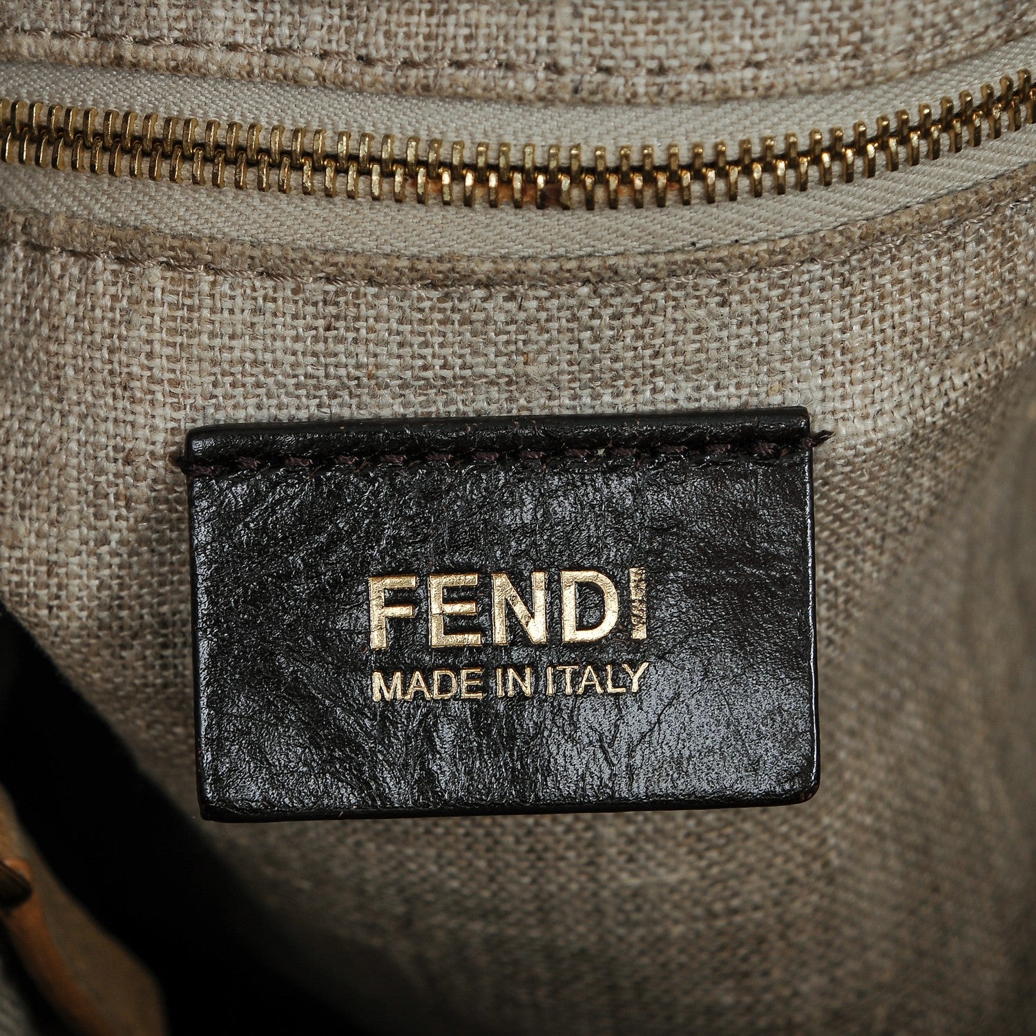 Fendi Pequin Cuoio Vegetale Large Hobo Tobacco Black Cuoio 6 of 7