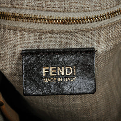Fendi Pequin Cuoio Vegetale Large Hobo Tobacco Black Cuoio 6 of 7