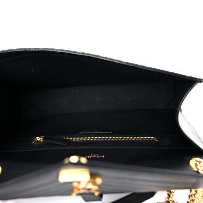 Saint Laurent Grain De Poudre Textured Mixed Matelasse Large Triquilt Monogram Satchel Black 5 of 14