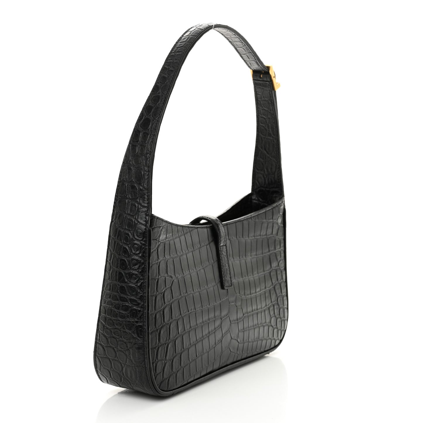 Calfskin Crocodile Embossed Le 5 A 7 Hobo Black