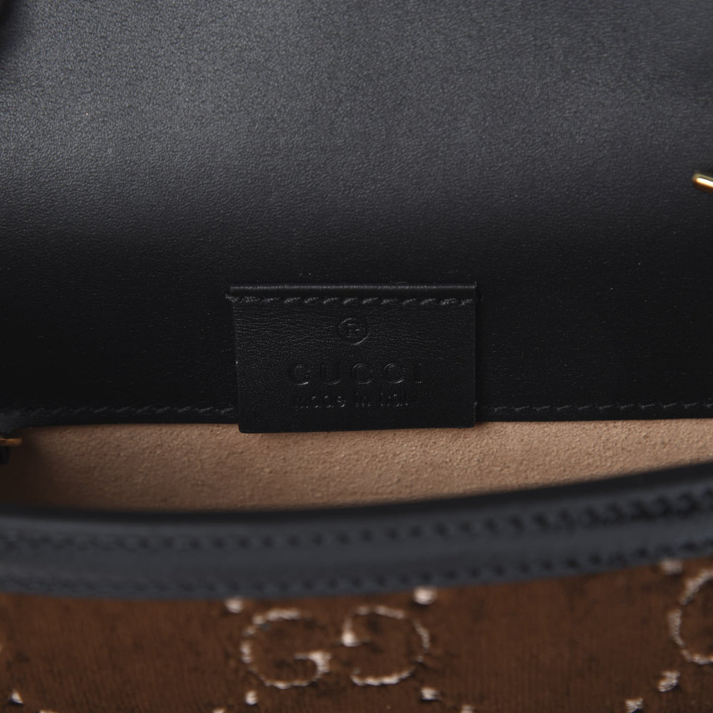 Velvet GG Monogram Web Super Mini Sylvie Chain Shoulder Bag Brown Black Oro Vecchio