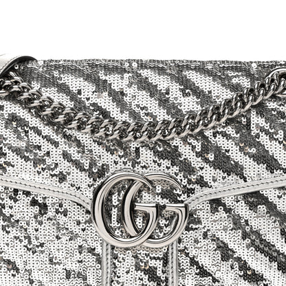 Gucci Sequin Matelasse Small GG Marmont Shoulder Bag Silver 8 of 15