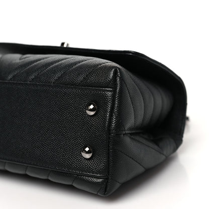 Chanel Caviar Chevron Quilted Mini Coco Handle Flap Black 10 of 10