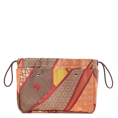 Hermes Silk Barenia Carre en Cravates Fourbi 25 MM Pouch Flamingo Pink Deer Brown 1 of 10